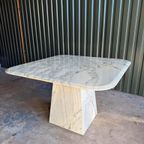 Vintage Carrara Marmeren Eettafel, Italië 1980 thumbnail 7