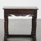 Charmante En Veelzijdige Gesigneerde Antieke Engelse Eikenhouten Joint Stool/ Kruk/ Bijzettafel thumbnail 3
