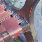 Vintage Brutalist Rocking Chair, Schommelstoel Met Tuigleer thumbnail 16