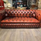 Engelse Chesterfield Bankstel 3+2 Zits Oxblood Rood Buttonseat thumbnail 3