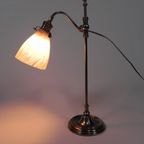 Franse Bureaulamp Met Glazen Kap, Verstelbaar, Jaren 30 thumbnail 7