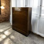 Vintage Houten Vakkenkast / Archiefkast Met Rolluik thumbnail 9