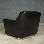 Vintage Lederen Fauteuil – Zwart – Jaren 70 thumbnail 2