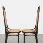 Set Van 2 Vintage Bentwood “long John” Thonet Design Hoge Eetkamerstoelen thumbnail 10