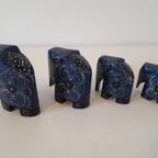 Set Vintage Olifantjes Olifant Beeld Houten Beeldje thumbnail 3