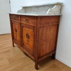 Vintage Antiek Dressoir Commode Ladekast Badkamermeubel Met Marmer Blad 701 thumbnail 6