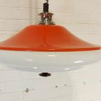 Vintage Space Age Ufo Pullout Hanglamp, Oranje En Wit thumbnail 19