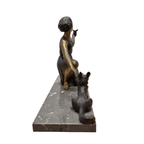 Frans Art Deco Beeld Van Een Dame Met Herder, Jaren 30 thumbnail 4