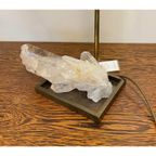 Bronzen Tafel Lamp Met Bergkristal Quartz - Frankrijk - Jaren 70 thumbnail 8