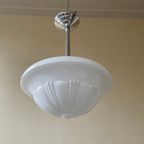 Lamp Hanglamp Art Deco 1930 Ufo Vorm Wit Glas Frans thumbnail 5