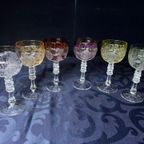 Set Van 6 Wijnglazen. Massief Gekleurd Kristal. thumbnail 2