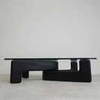 Vintage Salontafel Met Organische Zwarte Houten Basis, Jaren 70 thumbnail 9