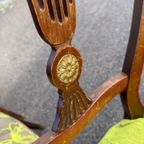 4 Antieke Stoelen Art Deco Groen Kleurrijk thumbnail 4