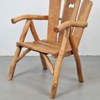 Vintage Brutalist Stoel Hout Armchair ’80 France Design thumbnail 2