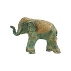 Kleine Vergulde Bronzen Olifant Groene Patine Thailand thumbnail 2