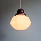Art Deco Hanglamp In Gefacetteerde Witte Opaline, Jaren 20 thumbnail 5