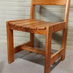 Set Van 4 Vintage Massief Grenen Eetkamerstoelen thumbnail 5