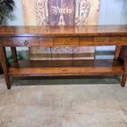 Klassieke Geleefde Teakhouten Sidetable, Wandconsole, Halta thumbnail 3