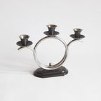 Art Deco Tubular Steel And Bakelite Candelabra, Netherlands. thumbnail 4