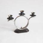 Art Deco Tubular Steel And Bakelite Candelabra, Netherlands. thumbnail 3