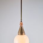 Vintage Art Deco Bol Hanglamp Schoollamp Kopper Mid Century thumbnail 5