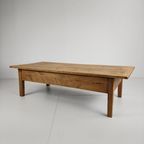 Antieke 19e Eeuwse Franse Boeren Salontafel Van Eikenhout thumbnail 14