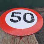 Vintage Sta Tafel 50 Km Verkeersbord Ø 60 Cm Tuinfeest Party thumbnail 5