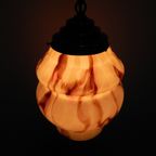 Art Deco Hanglamp Met Gemarmerde Zalmkleurige Kap thumbnail 7