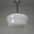 Art Deco Hanglamp Met Witte Kap, Jaren 30 thumbnail 4