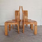 Vintage Brutalist Chapo Stijl Grenen Eetkamer Stoelen thumbnail 6