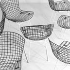 Vintage Mid-Century Set Van 7 Zwart-Witte Harry Bertoia Eetkamerstoelen thumbnail 7