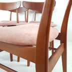 6 Deense Eettafel Stoelen Farstrup Nieuw Gestoffeerd Roze thumbnail 8