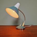 Vintage Bureaulamp Van Blauw En Wit Gelakt Metaal thumbnail 6