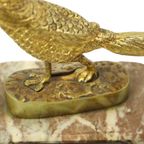 Art Deco Beeld Fazant Sculptuur Verguld Brons Marmer Jaren 20 thumbnail 9