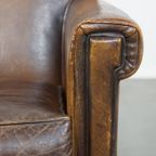 Subtiele, Stoere, Donkere En Strak Afgewerkte Schapenleren Fauteuil/armchair Met Veel Karakter thumbnail 10