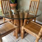 Vintage Boho Bamboe Eetkamerset - Eettafel Met Stoelen thumbnail 7