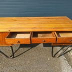 Jaren 60 Design Bureau Met Stalen Onderstel Werktafel thumbnail 2