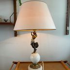 Zeemeermin Vintage Staande Lamp Goudkleurig Vintage Lamp Met Nautisch Figuur, Natuursteen Details thumbnail 2