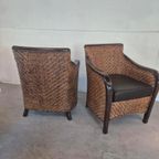 4 Art Deco Colonial Stijl Fauteuils Rotan thumbnail 12