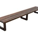 Vintage Houten Slatted Bench Lattenbank Xxl Design 70'S thumbnail 2