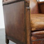 Prachtige, Karaktervolle En Unieke Luxe Schapenleren Art Deco Design Fauteuil/ Armchair thumbnail 19