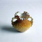 Victorian Glass Peach Sunrise Coralene Vase, Late 19Th Century. thumbnail 13