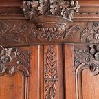 Antique Carved Wood Wardrobe thumbnail 6
