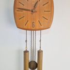 Vintage Wuba Wandklok Teak Messing ’60 Mid Century Klok thumbnail 3