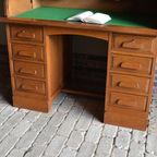 Prachtig Antiek Eiken Art Deco Rolluikbureau, Secretaire, Inclusief Bezorgen. thumbnail 6