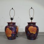 Hand - Turned Ceramic / Glazed Vase Lamp Holders 70s ( Most Likely French ) Height / Vase 40 Cm D thumbnail 4