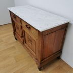 Vintage Antiek Frans Dressoir Commode Ladekast Badkamermeubel Met Marmer Blad 904 thumbnail 9