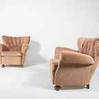 Swedish Modern Lounge Armchairs In Velvet Upholstery, 1950’S thumbnail 5