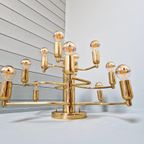 Design Plafondlamp/Kroonluchter Van Messing, Jaren 70 thumbnail 8