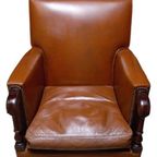 Cognac Kleurige Lederen Armzetel In Mahoniehout thumbnail 10